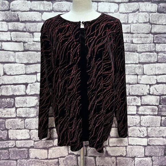 Notions Black & White Cardigan W/ Attached Tank Size 1X - Picture 1 of 8